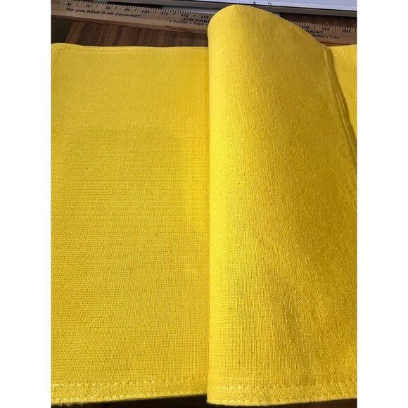 Retro Canvas Yellow Place Mats 19" Set of 5 Colorful Kitchen Home Decor 80s - Picture 2 of 7